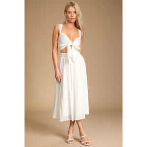 Lulus Spanish Steps White Sleeveless Tie-front Two-piece Dress - Size L